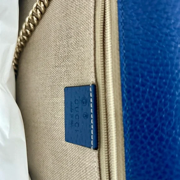NEW Gucci Interlocking GG logo Blue Caspian Chain Large Bag - Picture 14 of 16